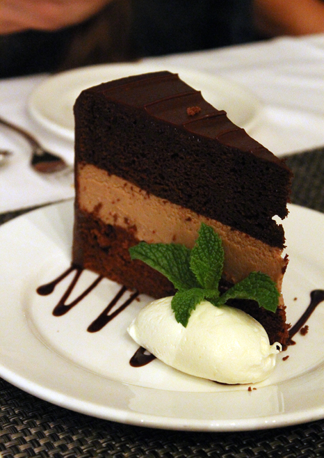 "XXX Chocolate Cake'' -- one of the perks of dining after closing at a bakery.
