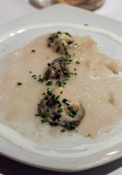Black cod bacalo with plump oysters.