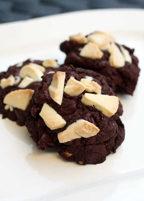 Dark chocolate, white chocolate and ginger make up the trifecta of flavors in this fudgy cookie.