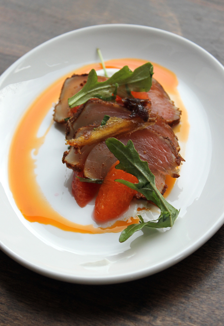 Seared albacore with yogurt, dates and blood orange by Chef David Lentz of The Hungry Cat.