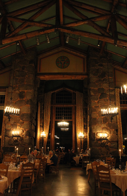 The grand dining room at the Ahwahnee in Yosemite National Park.