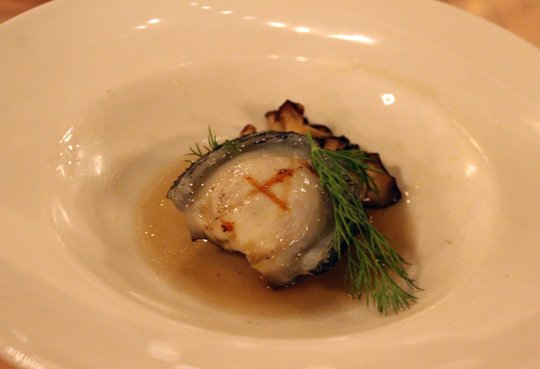McNamara's grilled abalone in a heavenly mushroom broth.