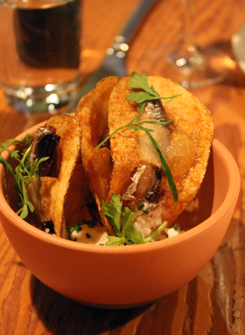 The unforgettable sardine chips at Rich Table in San Francisco.