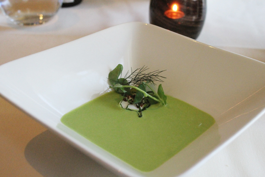 Chilled pea soup.
