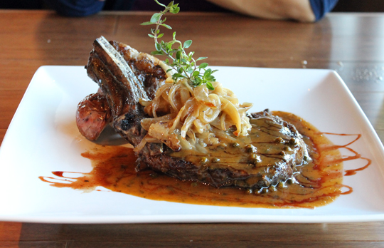 Filet mignon with a cheese-enriched sauce.