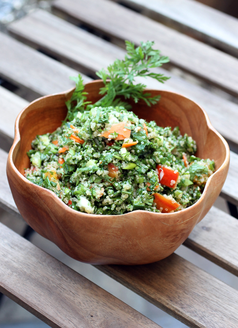 A delightful tabbouleh made with the part of the carrot most of us just throw away.