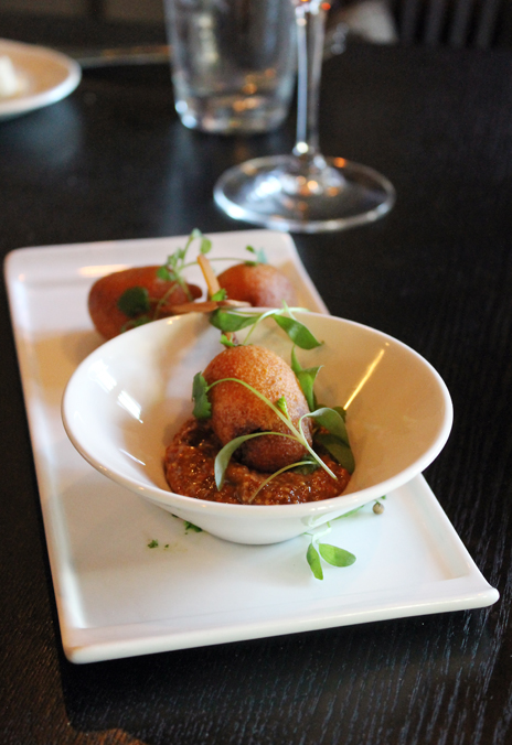 Clever and wonderful avocado corn dogs at Palo Alto Grill.