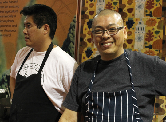 Chef Alex Ong (right), formerly of Betelnut, manning the Chubby Noodle stand.