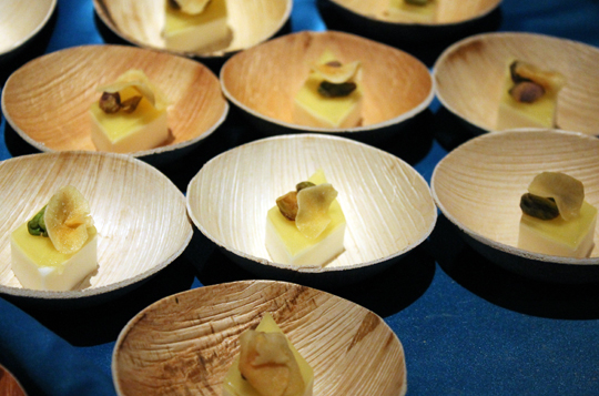 Bouchon's Bavarian cream mousse infused with sunchoke with orange gelee.