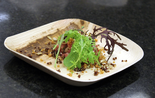 Brioza's beefsteak tartare with fermented turnips and fried quinoa.