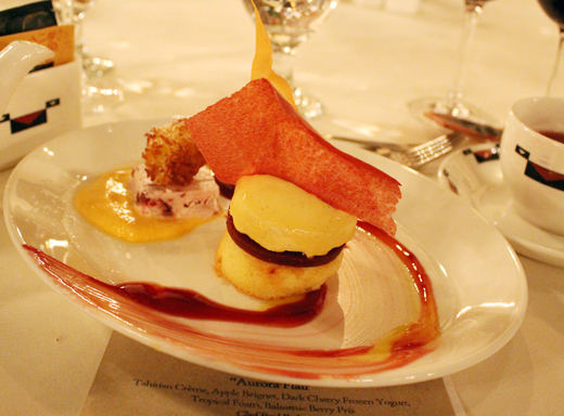 "Aurora Flair'' dessert by the pastry chef of the Ahwahnee.