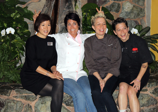 (L to R): Yours truly, Chef Ariane Duarte, Chef Elizabeth Falkner, and Chef Duskie Estes.