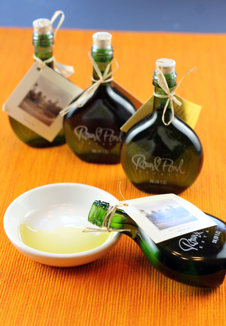 Mini bottles of the 2014 Round Pond olive oil releases.