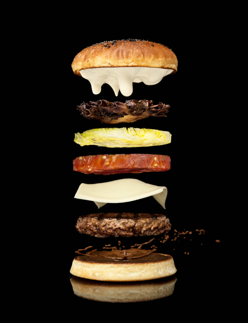 The humble mushroom Swiss burger, as deconstructed by the Modernist Cuisine team. (Photo courtesy of Modernist Cuisine)