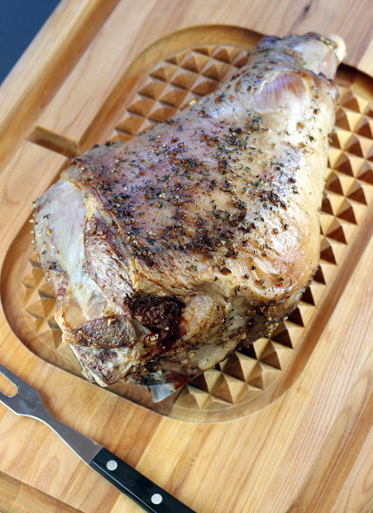 A juicy bone-in leg of lamb from Superior Farms. (Photo by Carolyn Jung)