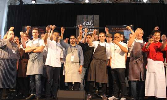 How many chefs can you name? Friday's group toasts the start of the event with shots of Fernet, of course.