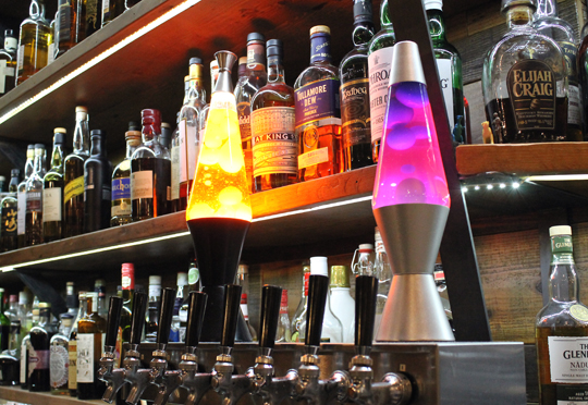 Lava lights at the bar.