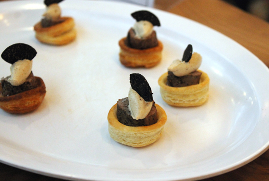 Five Dot Ranch featured mini beef Wellingtons with black truffle and wild mushroom mousse.