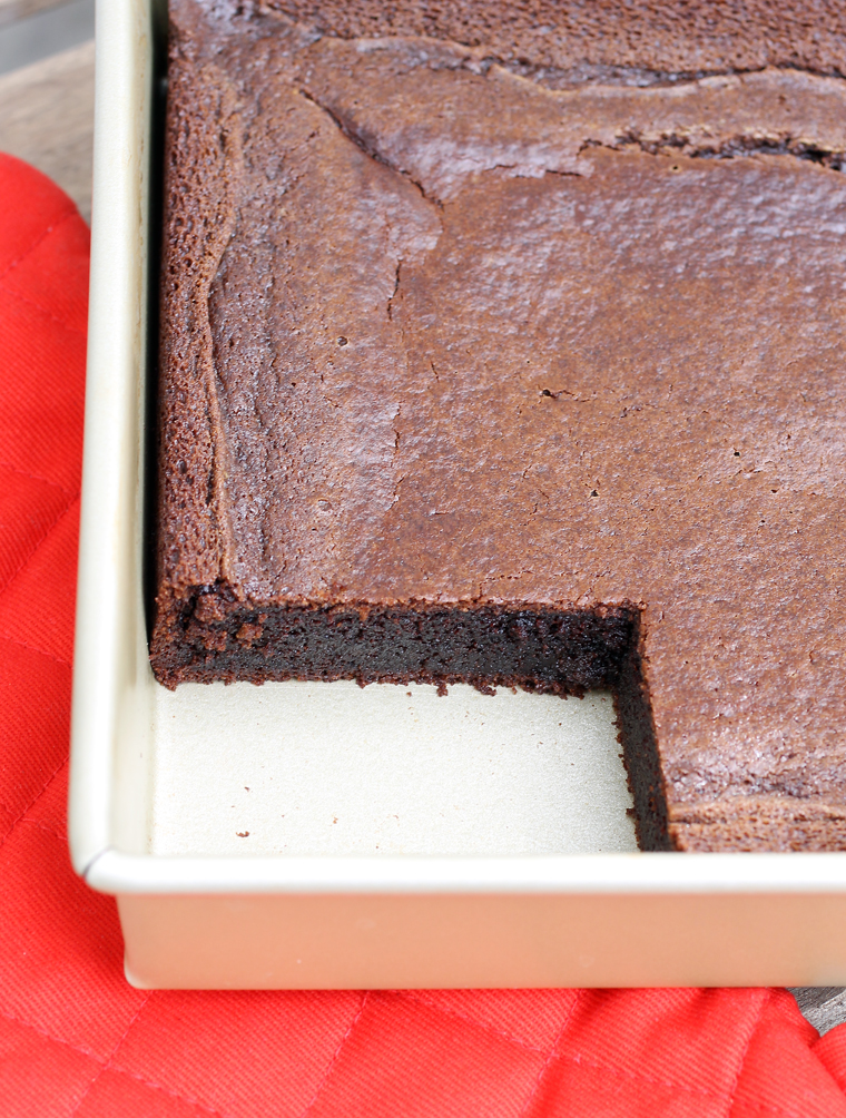 Fresh-baked chocolate butter mochi.