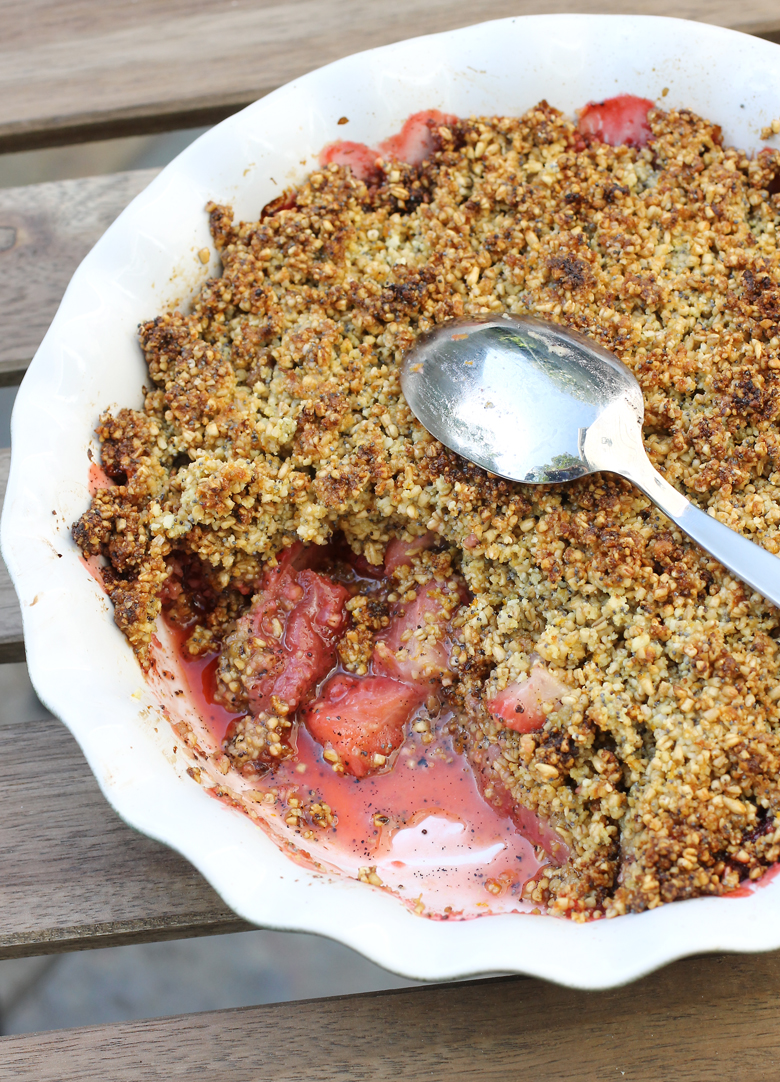 Strawberries get blanketed by a super crisp topping.