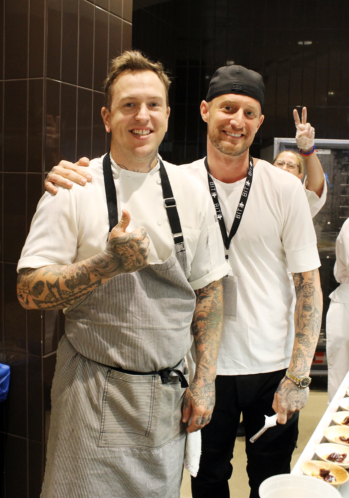 "Top Chef'' winner Brian Voltaggio hamming it up with his crew at BITE Silicon Valley. Gee, can you guess why his Los Angeles restaurants are called Ink and Ink.Sack?