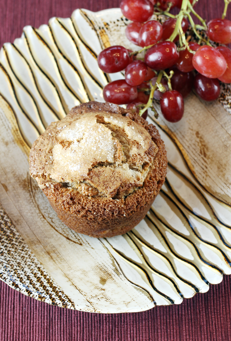 Individual cakes made with dessert wine, whole grapes, and a new red grapeseed flour blend.