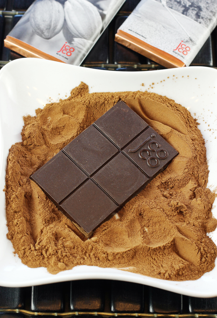 A new chocolate bar that uses Coffee Flour. And yes, that's a mound of Coffee Flour on the plate.