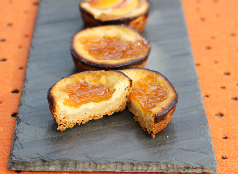 Apricot jam tops an almost-cheesecake-like layer that sits on a tender, buttery crust.