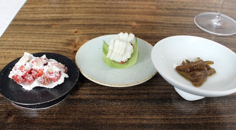 A trio of dishes designed to be enjoyed from right to left.