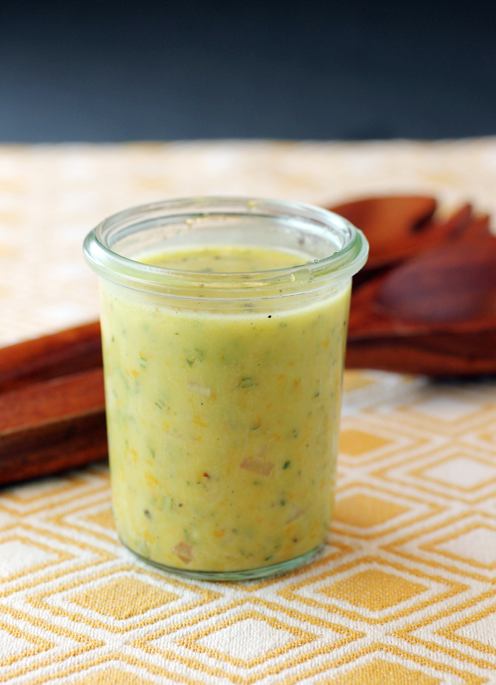 An immersion blender makes this dressing creamy good.