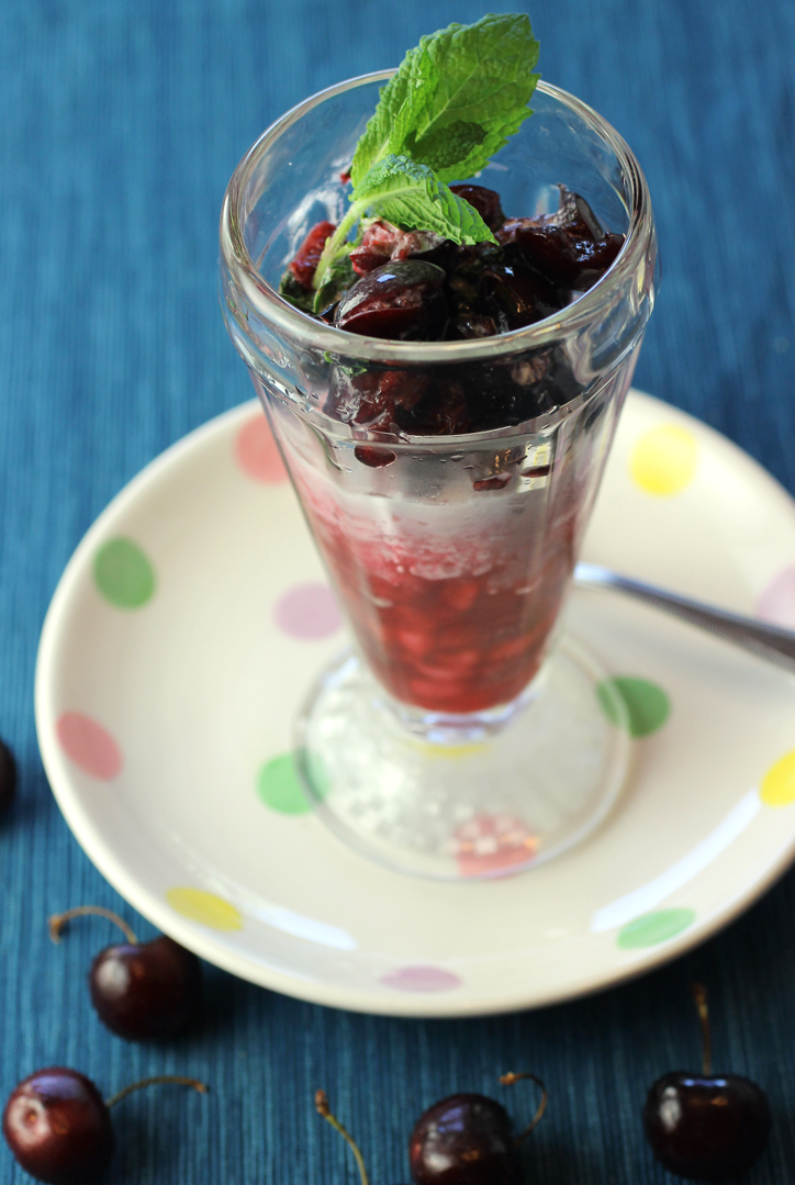 When the weather gets hot, reach for a cherry snow cone with a dash of kirsch.
