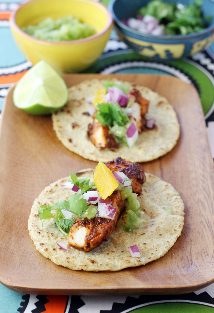 Fish tacos with a rich adobo marinade -- from Nopalito's new cookbook.
