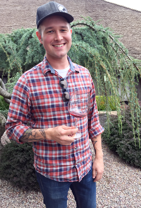 Chef Andrew Garrison enjoying some pinot at one of his favorite wineries, White Rose Estate.