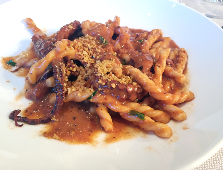 More octopus -- this time in the famous bone marrow pasta.