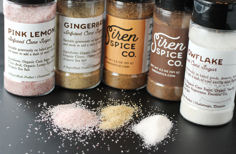 Siren Spice Company's assorted infused sugars.