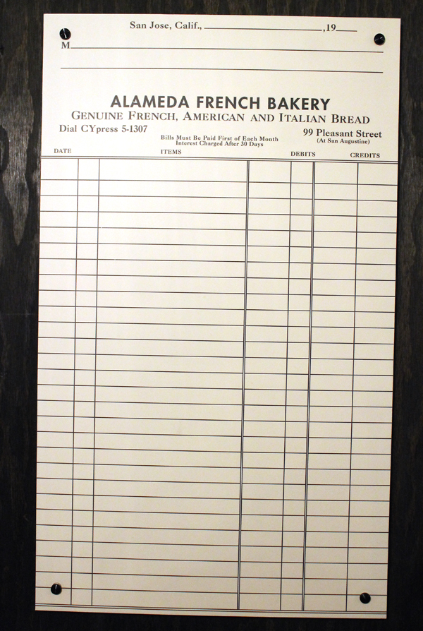A mock-up receipt from the old bakery that used to operate on the site.