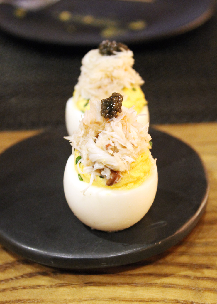 Deviled eggs with crab and caviar at Sabio on Main.