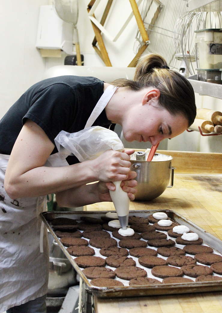 Owner and baker Emily Buysse hard at work in the kitchen of her Batch Pastries.
