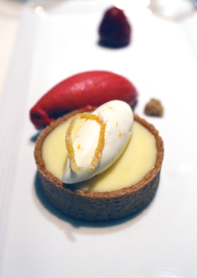 Not to big, not to small, but just right citrus tart by Pastry Chef Carlos Sanchez.