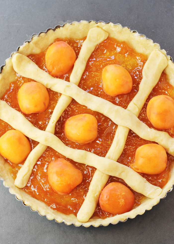 I added the fresh apricots just before baking.