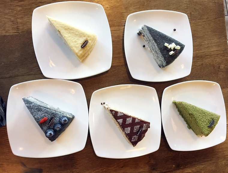 A tasting of crepe cakes.