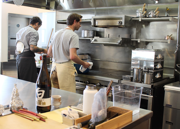 Executive Chef Matthew Kammerer (right) in the kitchen that doubled in size.