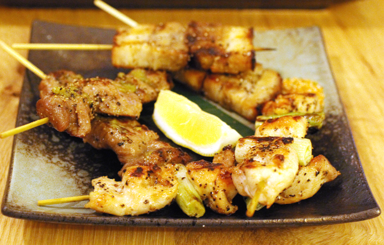 The perfect beer food -- yakitori.
