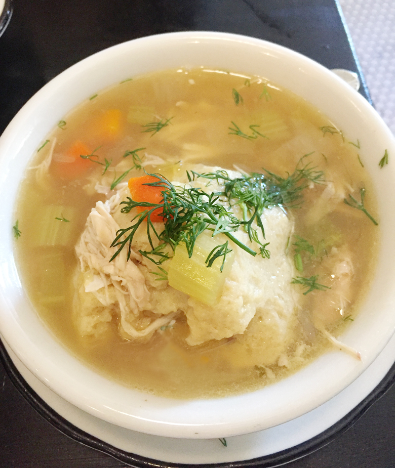 Comfort in a bowl -- matzo ball soup at Grand Lake Kitchen.