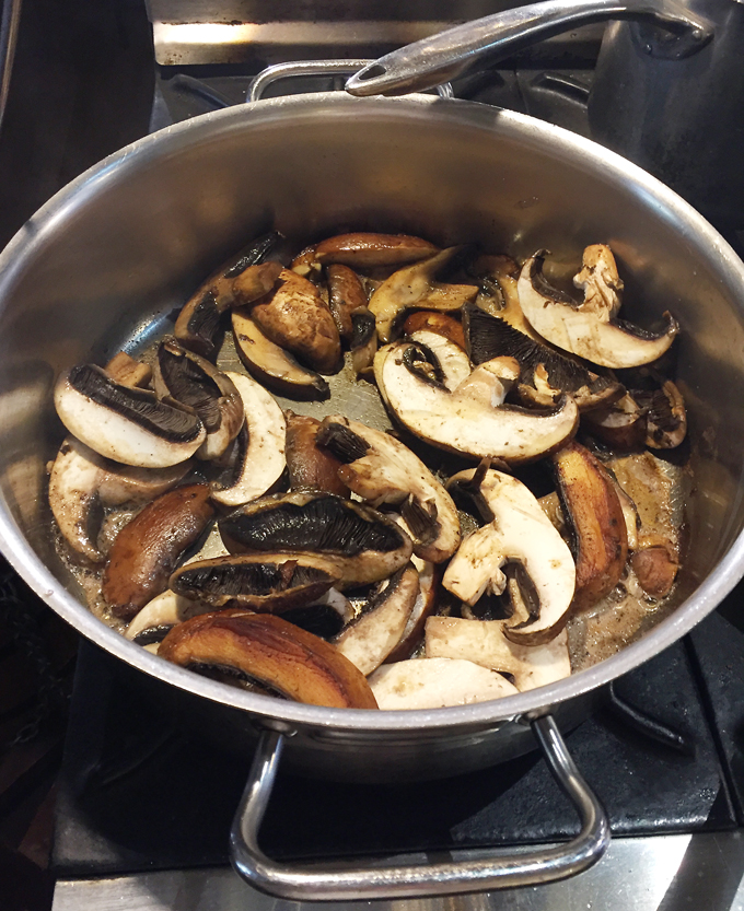 The makings of a delectable mushroom soup.