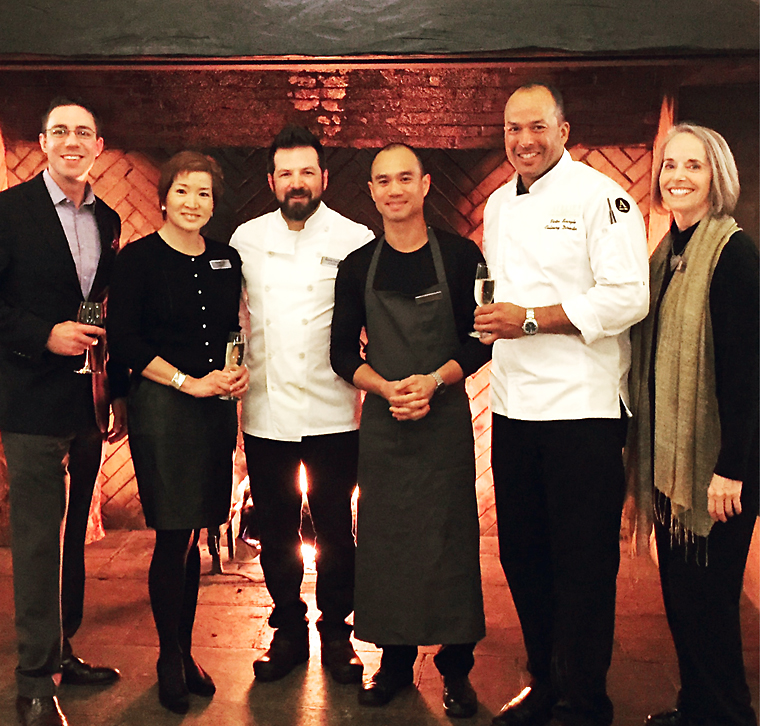 Yours truly with chefs Nicolai Lipscomb, James Syhabout, and Victor Scargle with Yosemite staff members.
