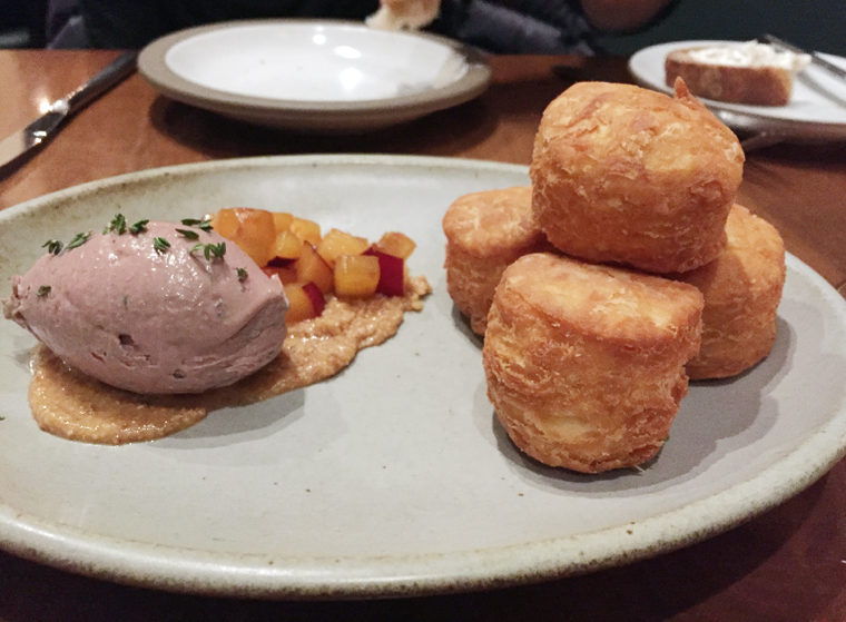 Get to know fried biscuits with chicken and duck liver mousse at The Wolf.