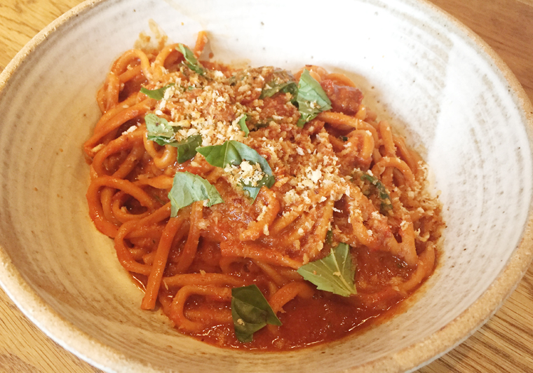 Twirl a fork into this spicy bucatini.