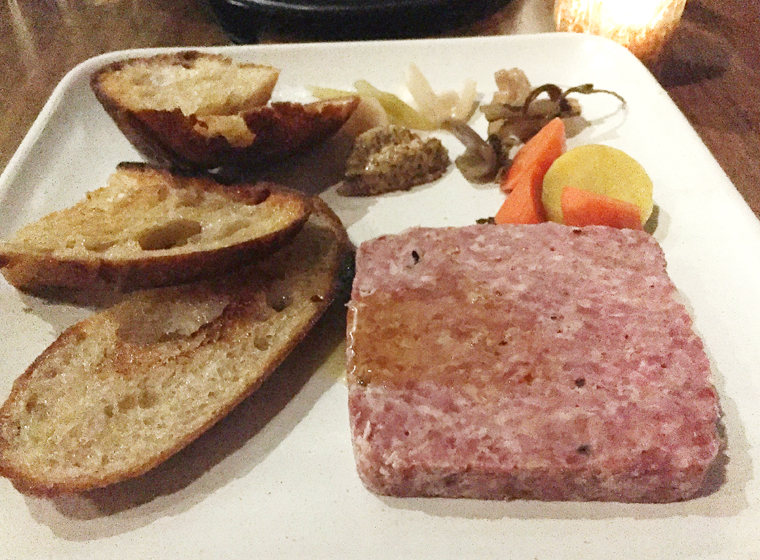 Rustic pork terrine.
