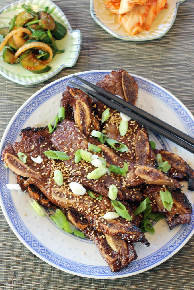 Beef ribs are cross cut in the classic Korean style.